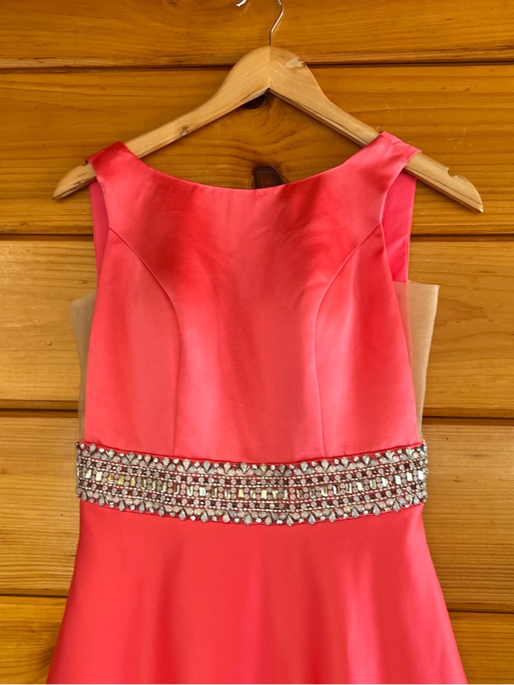 Delicate Abby Paris Coral Sleeveless Maxi Formal Festival Dress Jeweled Waist - Picture 3 of 9